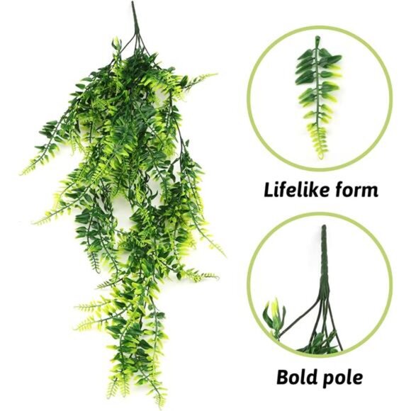 Reptile Plants, Terrarium Hanging Plant Vines Artificial Leaves Reptile Hide, - Picture 5 of 8